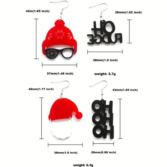 A Christmas Story "Oh Fudge" Ralphie red & black acrylic earrings - Picture 3 of 4